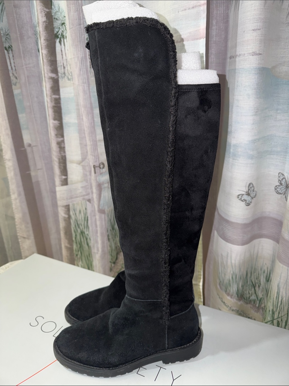 Sole Society Black Suede Over-the-Knee Boot